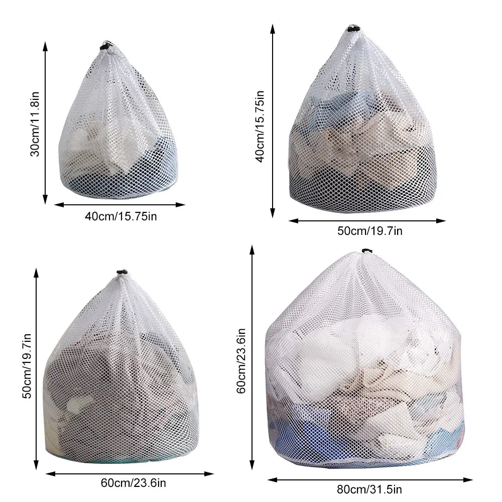 Drawstring Mesh Underwear Laundry Basket Washing Bags Organizer Net Washing Machine Bag Large Capacity Dirty Laundry Bag