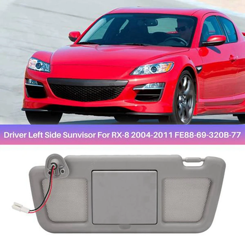 2PCS Car Front Left Sun Visor Panel With Makeup Mirror Replacement For Mazda RX-8 2004-2011 Interior Window Sunvisor Accessories