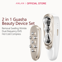 ANLAN 2 in 1 Guasha Beauty Device Set Facial Removal Swelling Wrinkle Dual-frequency EMS Skincare Hot Cold Body Guasha Massager