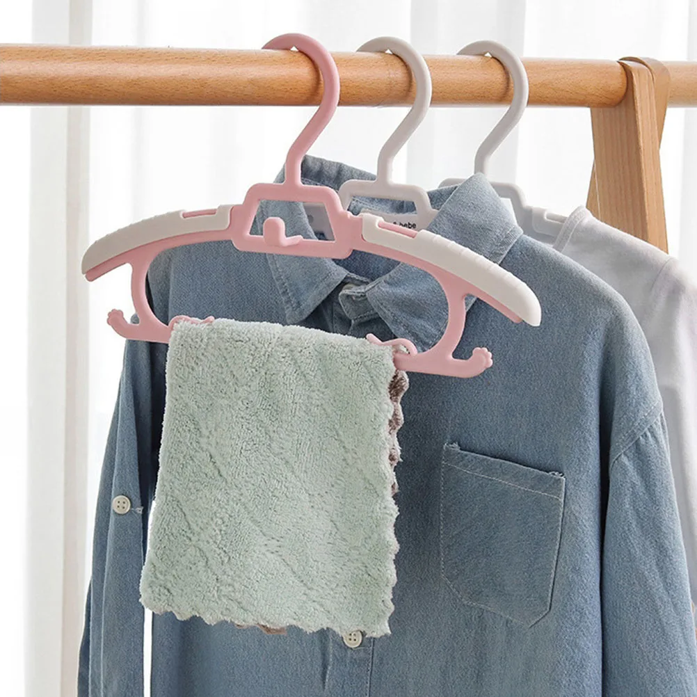 

10pcs Plastic Clothes Hangers Skid Resistance Adjustable Retractable Suitable Different Sizes Nursery Closet Home