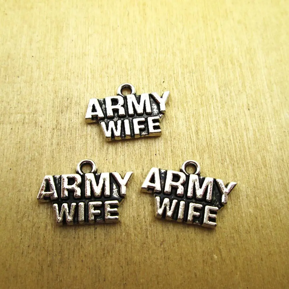 20 adet/grup-12*17mm antik gümüş ORDU EŞİ bir tarafı charm DIY Charms Kolye DIY kolye bilezik takılar antik gümüş ton