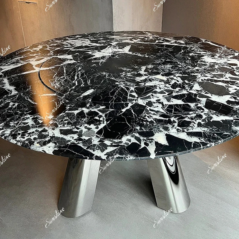

Large flat-floor villa special marble high-end large apartment dining table FT