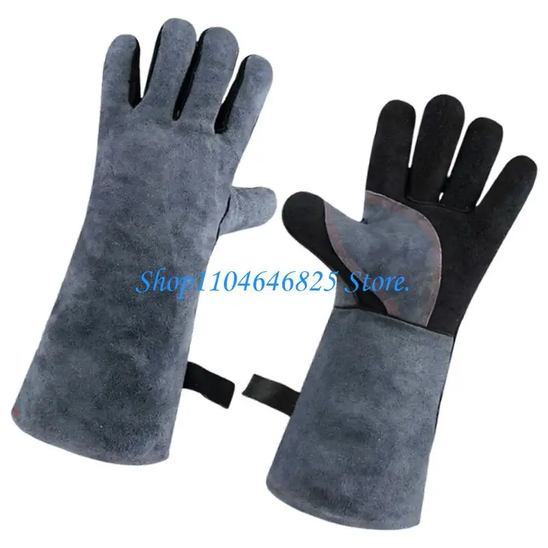 1pair Extended Forearm Safety Gloves 500°C Heat Resistance For Industrial Use