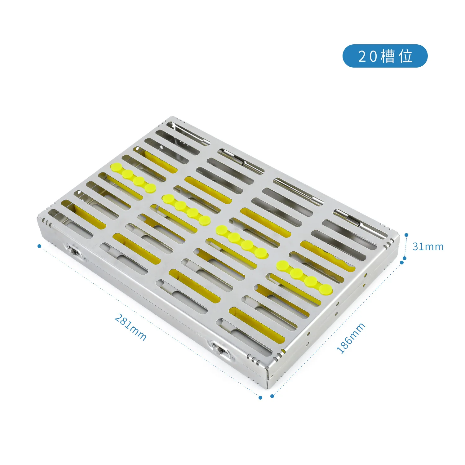 Dental Sterilizing Cassett Autoclavable 20 slots dental sterilisation box Surgical File Burs Disinfection Tray Dental tools