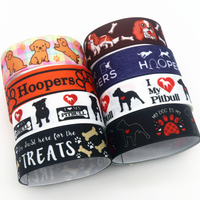 DHK 50yards Hoopers Pitbull Dog Printed Grosgrain Ribbon Accessories Material Headwear Decoration DIY Sewing Craft S1906