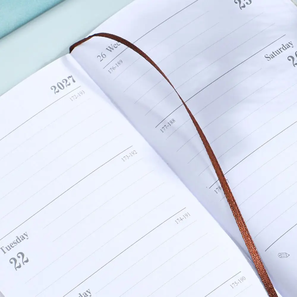 Portable A6 2027 Schedule Book Planner Reminder To Do List Daily Planner Book Textured PU Planner Notebook Office Supplies