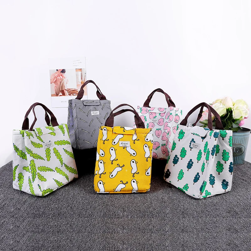 Cute Animal Lunch Box Bag Insulated Thermal Food Picnic Cloth Bags Waterproof Bento Box Bag With Zipper Pouch For Kids Adult