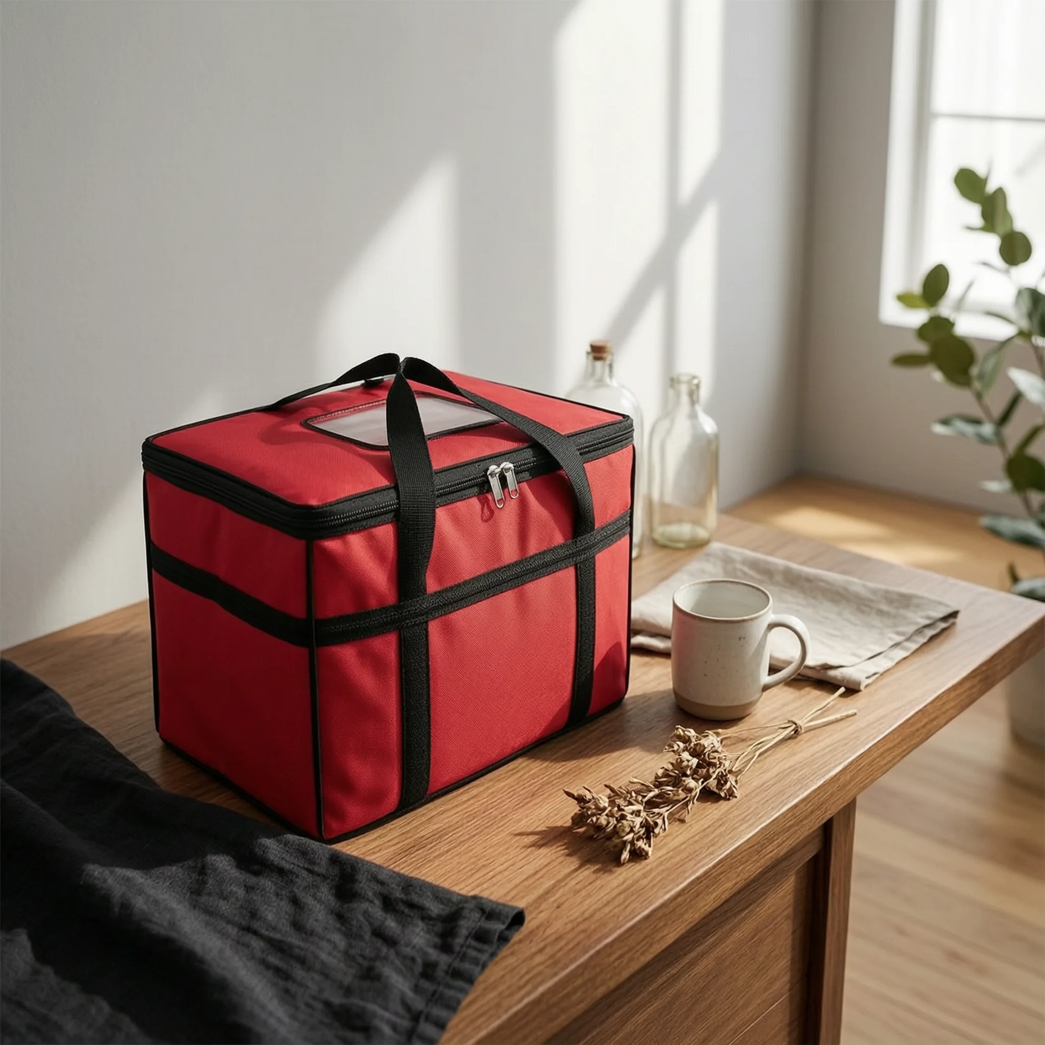 Insulated Food Delivery Bag with Shoulder Strap Collapsible Food Delivery Bag Thickened Easy-to-Clean for Caterers