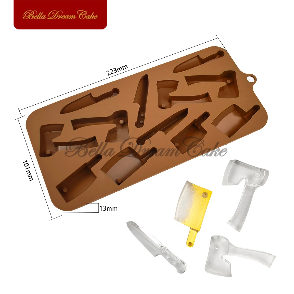 3D Hallowen Knife/Axe Design Chocolate Silicone Mold DIY Jelly Fondant Mousse Mould Ice Cube Model Cake Decorating Tool Bakeware