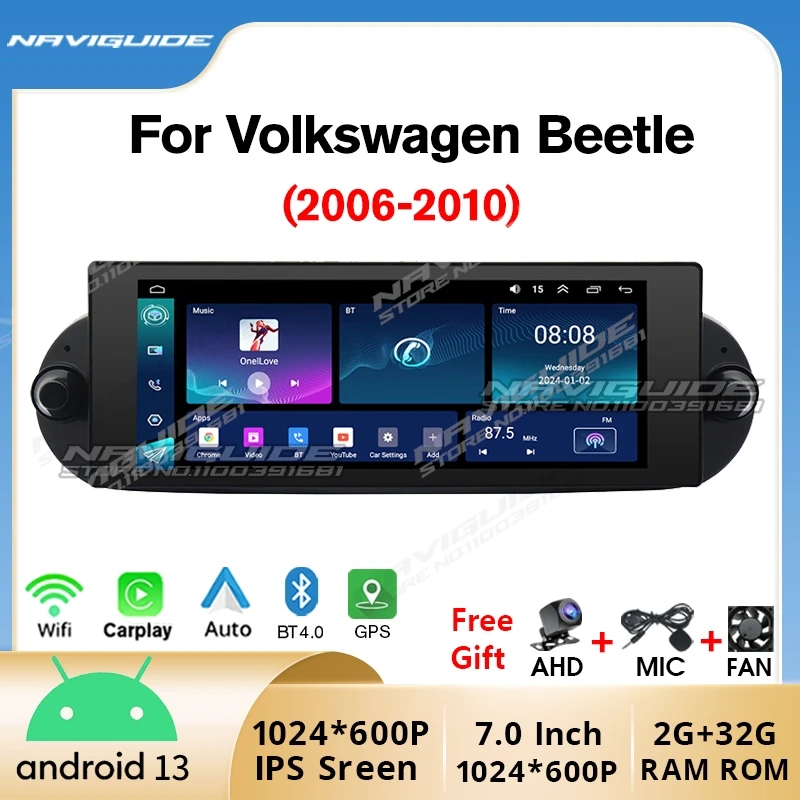 Car Radio with Wireless Carplay Android Auto for Volkswagen Beetle 06-10 7