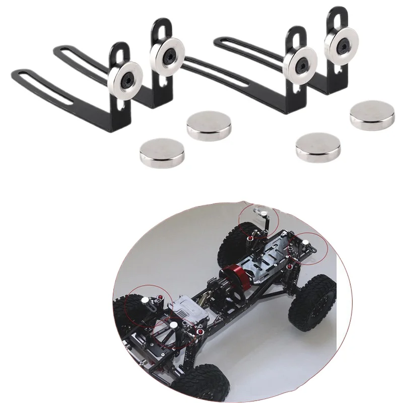 4PCS RC Car Shell Body Mount Metal L-Bracket with Magnet For 1:10 RC Crawler Car Axial SCX10 90046 D90