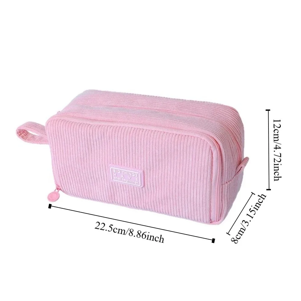 Multilayer Large Capacity Pencil Case Desk Organizer Durable Corduroy Pencil Pouch Pencil Bag Zipper Student Stationery Box