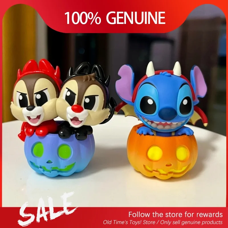 Genuine Mickey Mouse And Friends Pumpkin Series Blind Box Cute Cartoon Stitch Mickey Figures Halloween Surprise Gifts For Kids