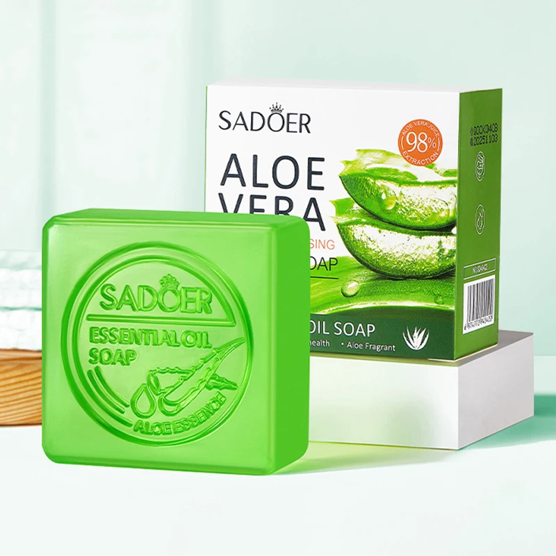 SADOER Aloe Facial Soap Face Wash Foam Facial Cleanser Moisturizing Firming Hydrating Oil Control Body Bathing Handmade Soap