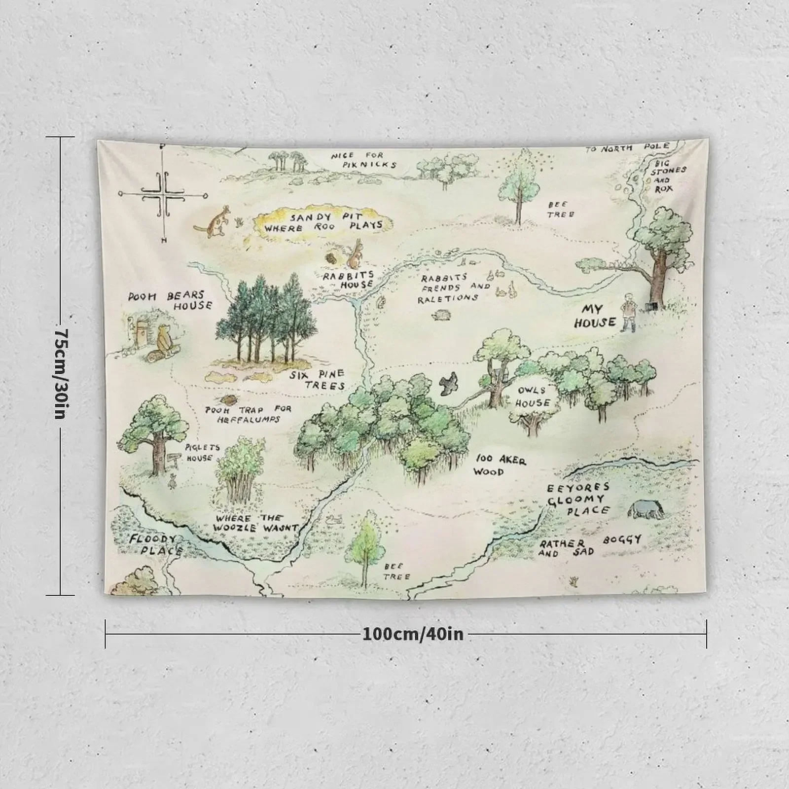 100 Acre Wood Map by E.H. Shepard Tapestry Bed Room Decoration Bedroom Decor Tapestry