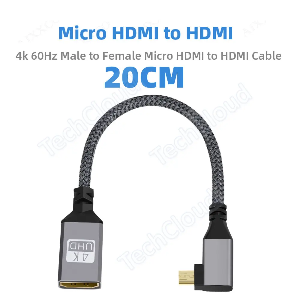 4K Hdmi-Compatibel Micro Hdmi Naar Hdmi Adapter Mannelijk Naar Vrouwelijk Kabel Hdmi 4K @ 60Hz Hdr 3d Dolby 18Gbps Hoge Snelheid Verlengkabel