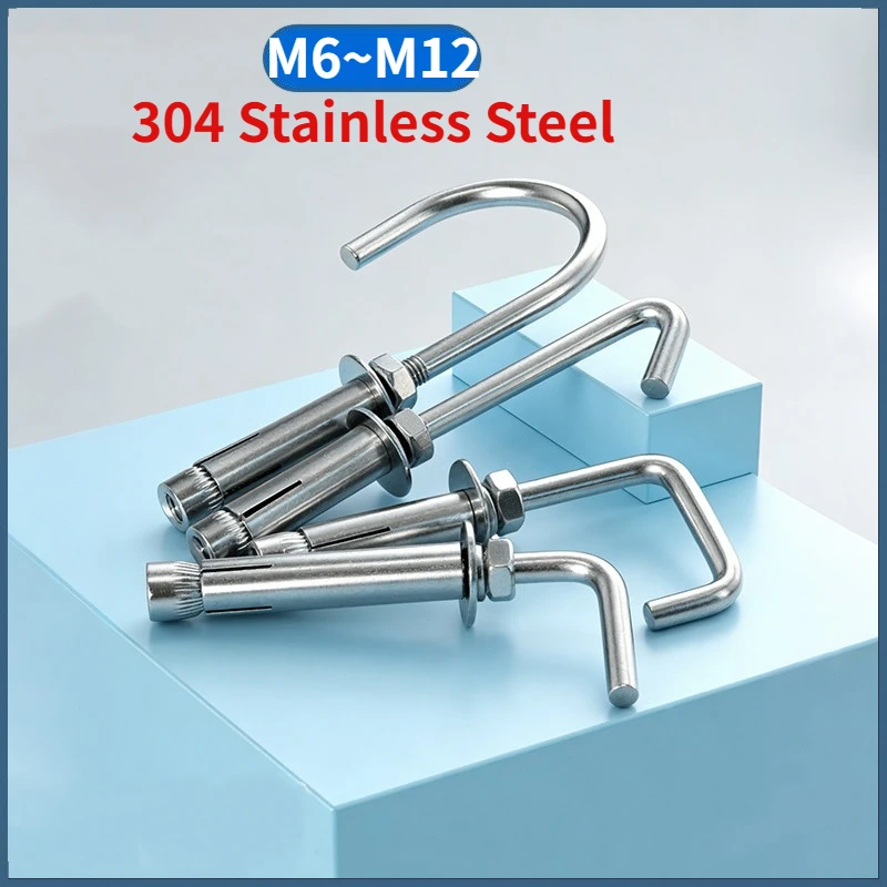 Beicai M6 M8 M10 M12 SUS304 Stainless Steel Straight/Round/Square/Single Hook Expansion Screw Sleeve Concrete Wall Anchor Bolt