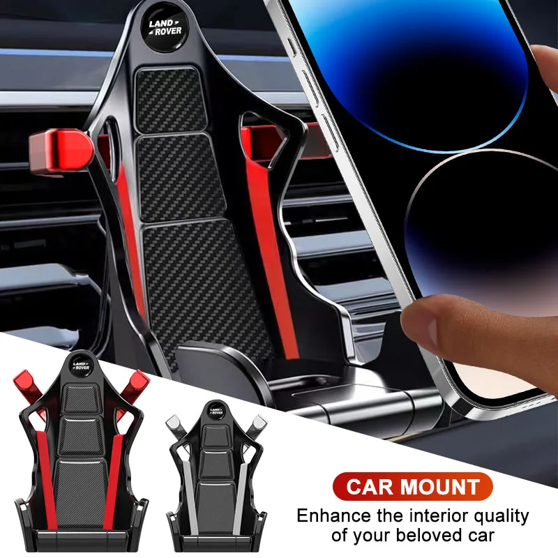 

Racing Seat Style Car Phone Holder Emblem Air Vent Gravity Mount Auto Cell Phone Stand For Land Rover Freelander 2 LF Discovery