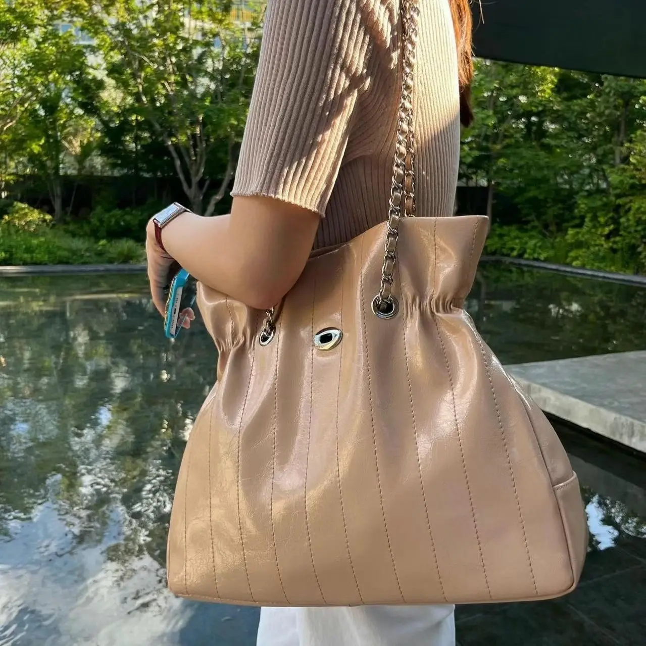FIRMRANCH Fashion City Beauty Versatile Commuter Shoulder Bag Large Capacity Half Round Saddle Female High Quality Cowhide Purse