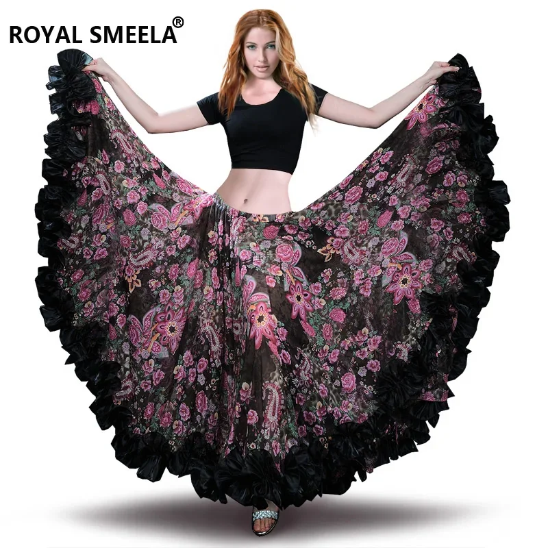 Bellydancing Skirt 720 Degree Large Gypsy Big Belly Dance Costume Bohemia Chiffon Spanish Dance Skirt Tribal Flamenco Skirts