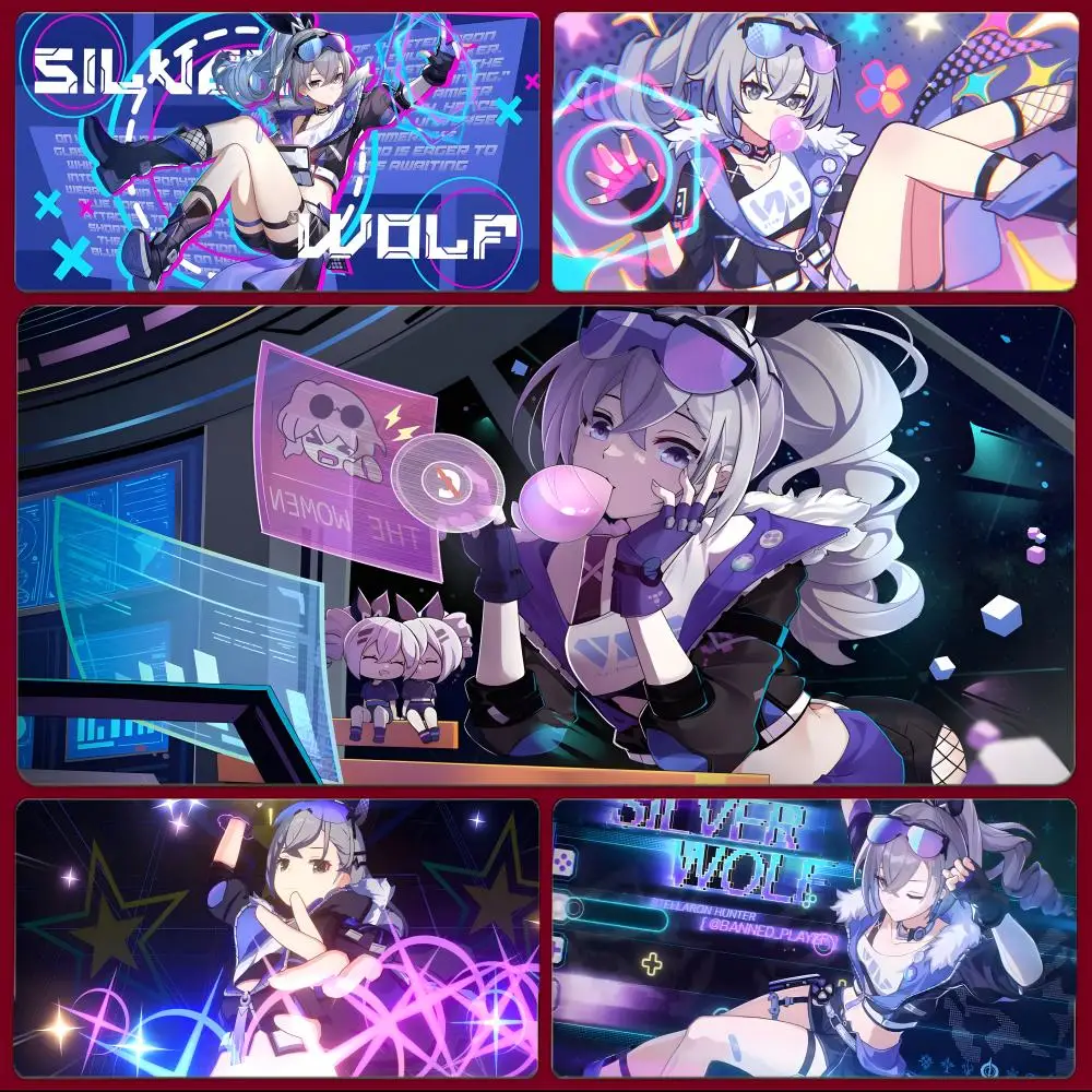 game futuristic H-Honkai: Star Rail Mouse Pad Large Gaming Mousepad with Stitched Edges Thickened Desk Mat PC