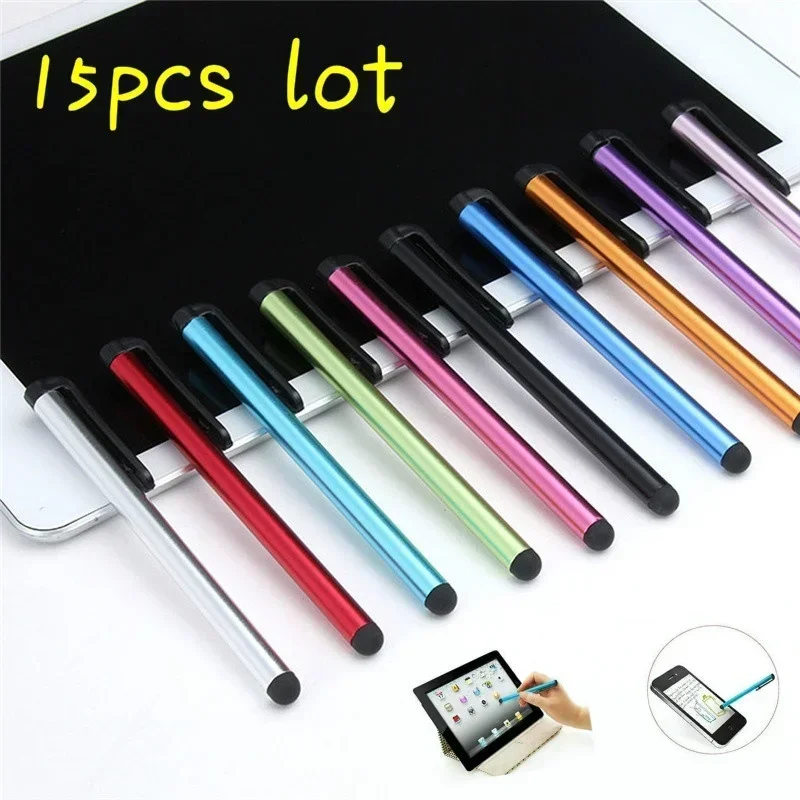 

15pcs / Lot Capacitive Touch Screen Pencils for IPad Air Mini and Cellphone Accessery Writing Supplies Pen Refill Color Random