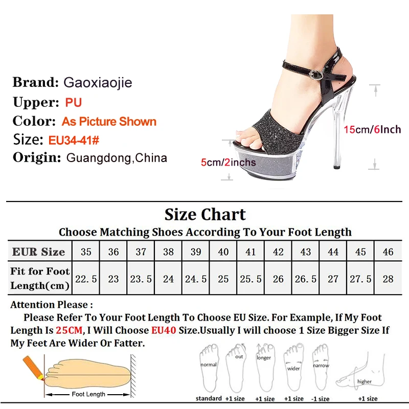 Pailletten Sandalen Frauen Plattform 15cm klar dünn High Heels neue Runway-Stil Sommers andalen glitzert Pole Dance Schuhe Größe 41