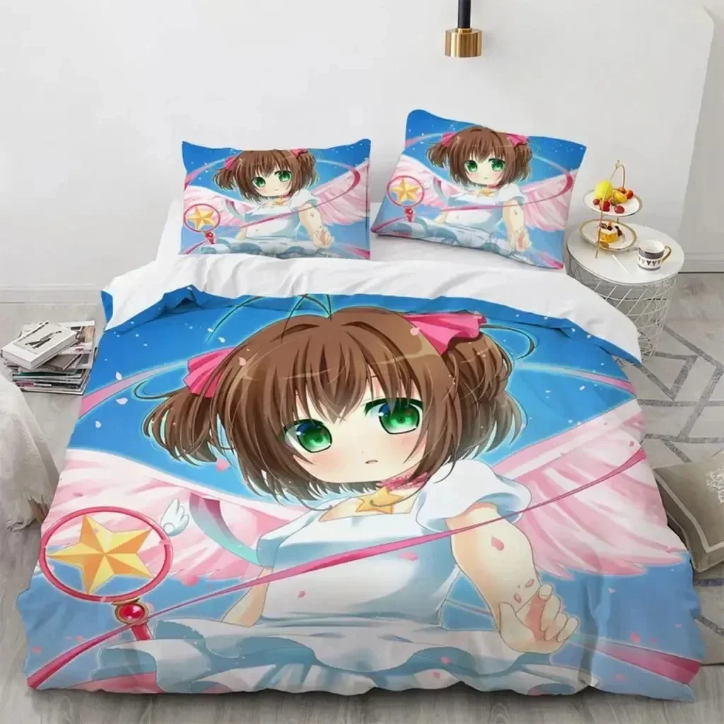 

Anime Cardcaptor Sakura Printed Bed Set Duvet Cover Pillowcase Bedding Set Bed Linen Sheet Quilt Cover Full Queen King Size