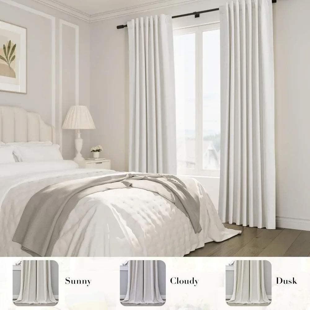 

jz 100% Blackout Curtains 120 Inches Extra Long, Belt/Clip Rings,Floor to Ceiling Darkening Drapes 10 FT 2 Pieces,52 x 120