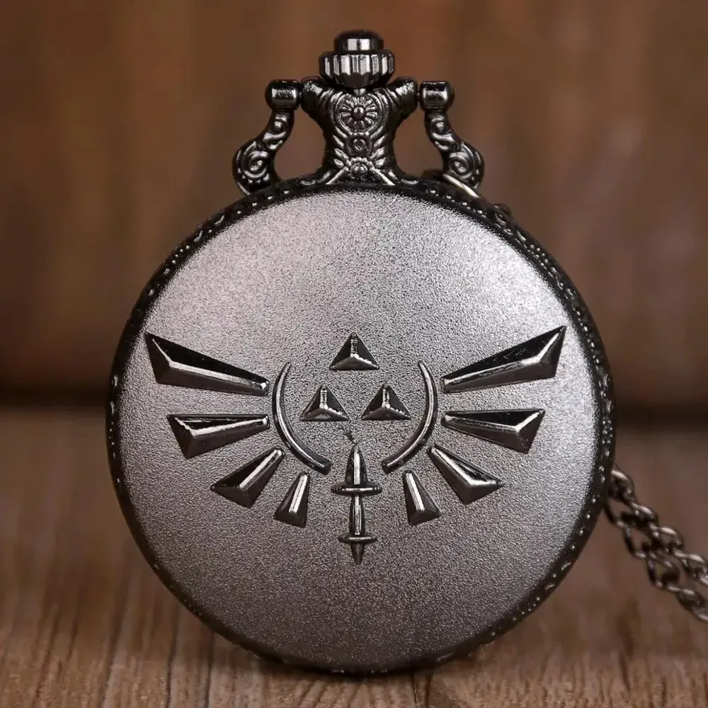 블랙 클래식 게임 패턴 로마 디지털 석영 주머니 시계 빈티지 케이스 목걸이 펜던트 시계 체인 남성 여성 선물