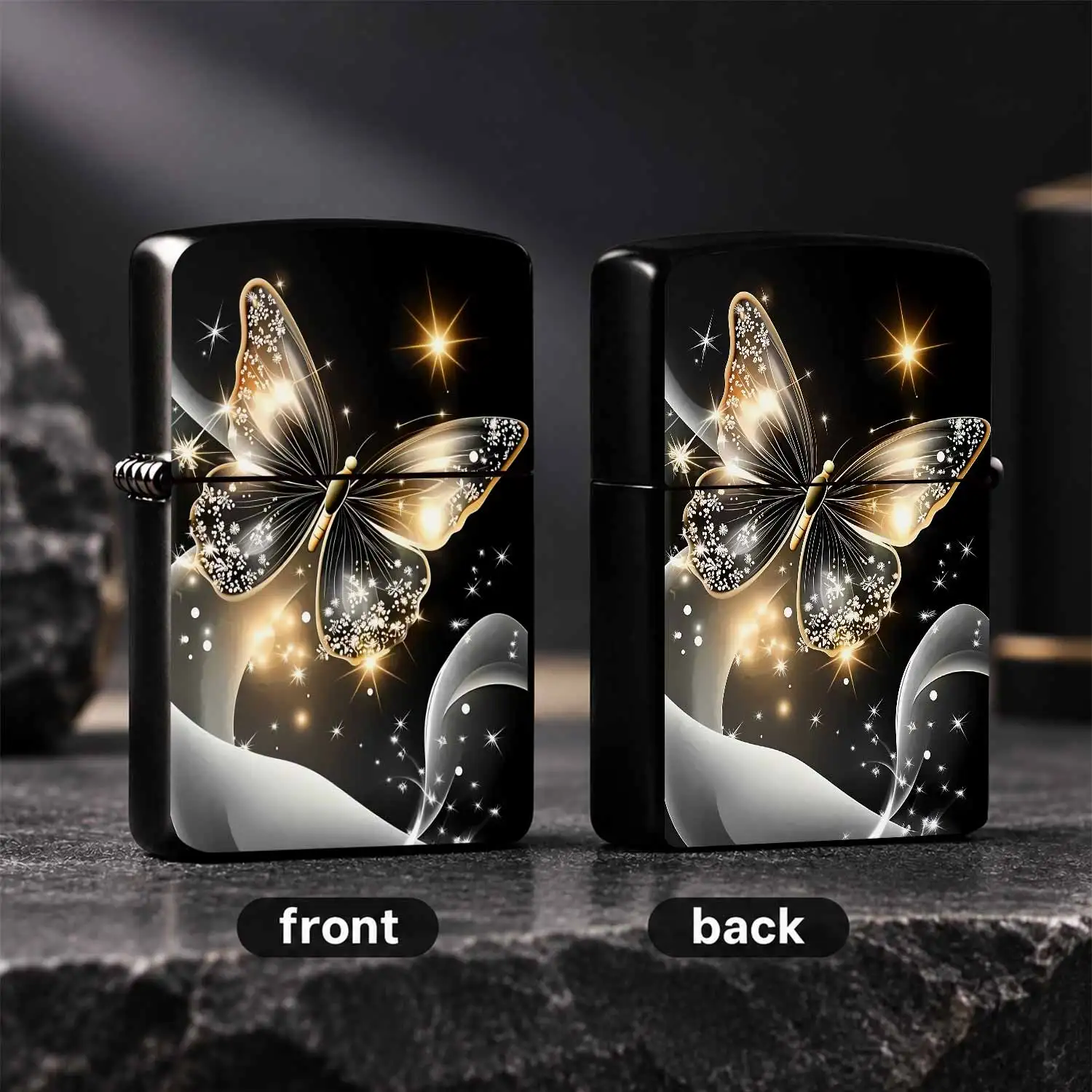 Creative Glowing Goldenlighter, Translucent Sparklingdesign With Glitteraccents, Exquisite Portable Accessory, Ideal For Daily Use Gatherings Gifting, Luxurious Dreamy High Appearance Practical Present For All Occasions A Humorou And Intere