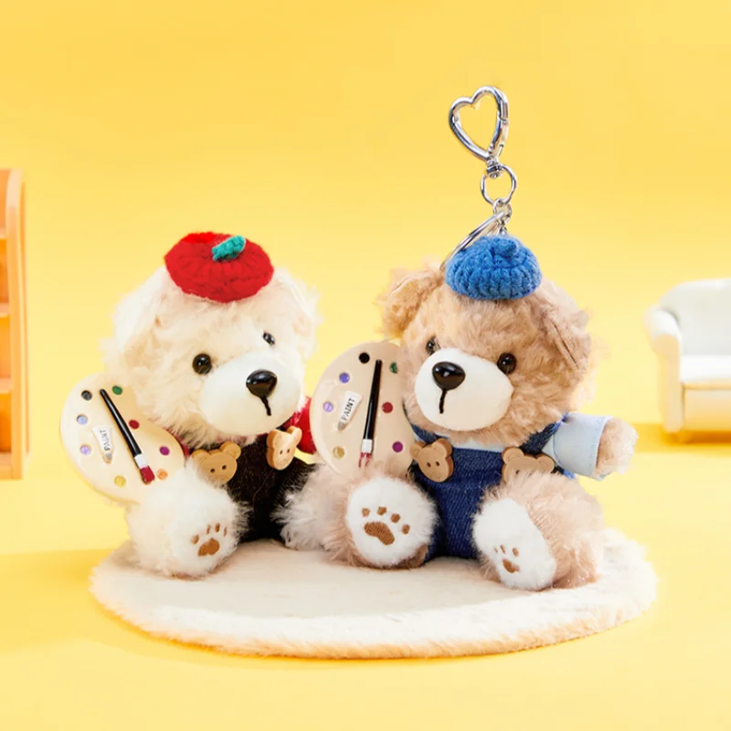 De groene feestschilder beer pluche hanger handgemaakt cadeau meisje schattige rugzak hangende decoratie meisje Halloween kerstcadeau