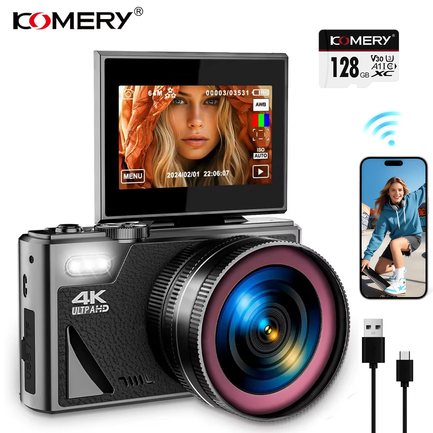 Affordable Digital Camera 4K with Flip Screen for Content Creator Daily Use Street Photography Travel Vacation School Vlog