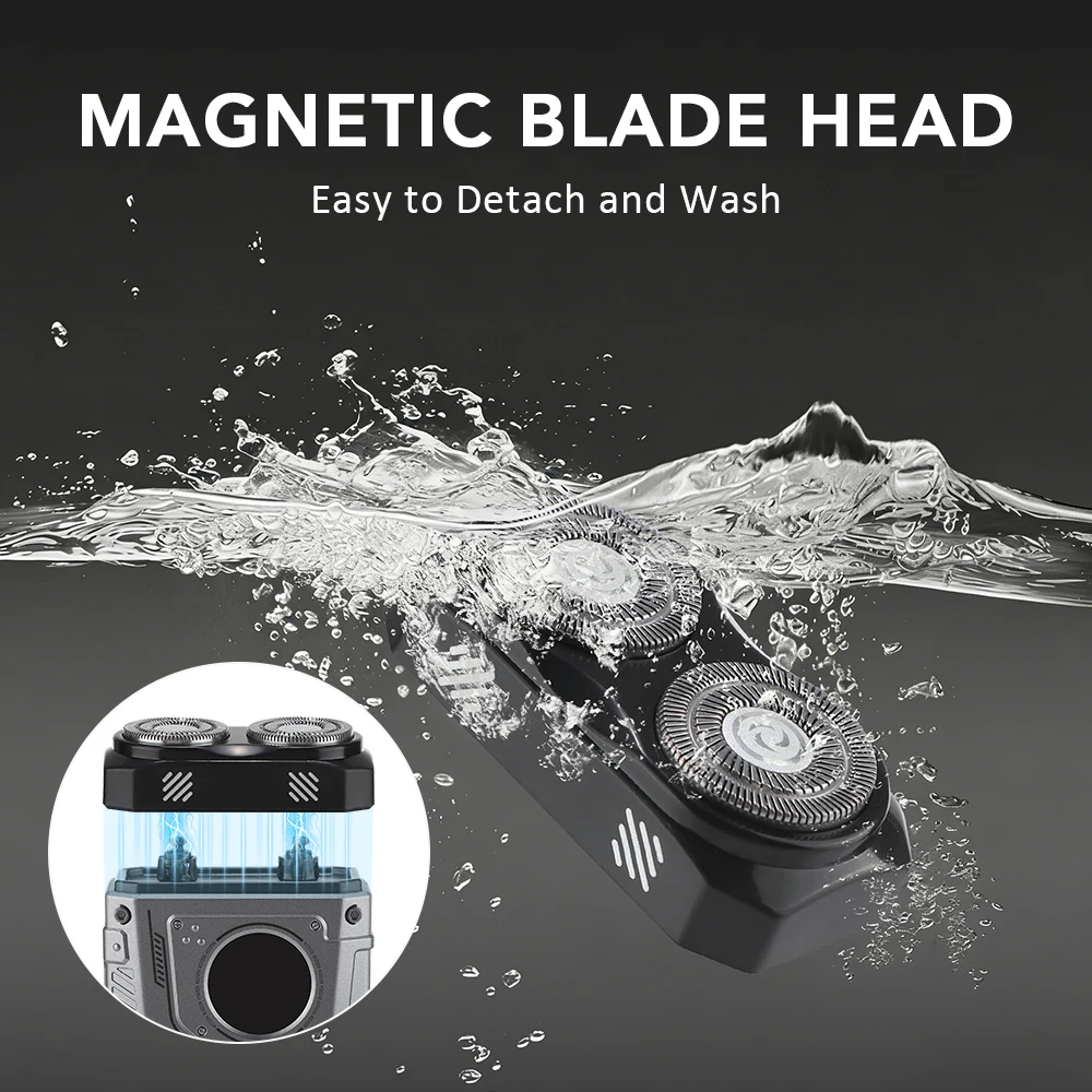 Afeitadora Eléctrica para Hombre, Estilo Mecánico, Recortadora de Barba y Vello Facial, Doble Cuchilla, Pantalla Digital, Afeitadora para Barba Húmeda y Seca, Recargable