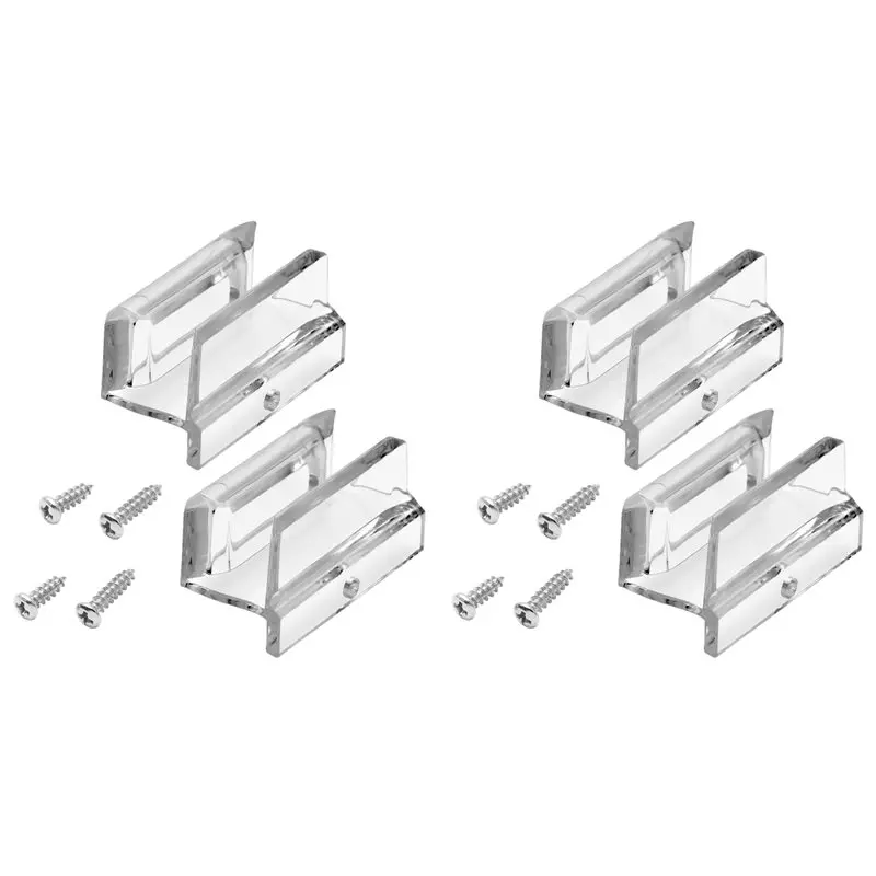 AT19-Sliding Shower Door Bottom Guide For Sliding Shower Door (Top Hung) Shower Door Guide, 3/8 In Channels(4 Pack)