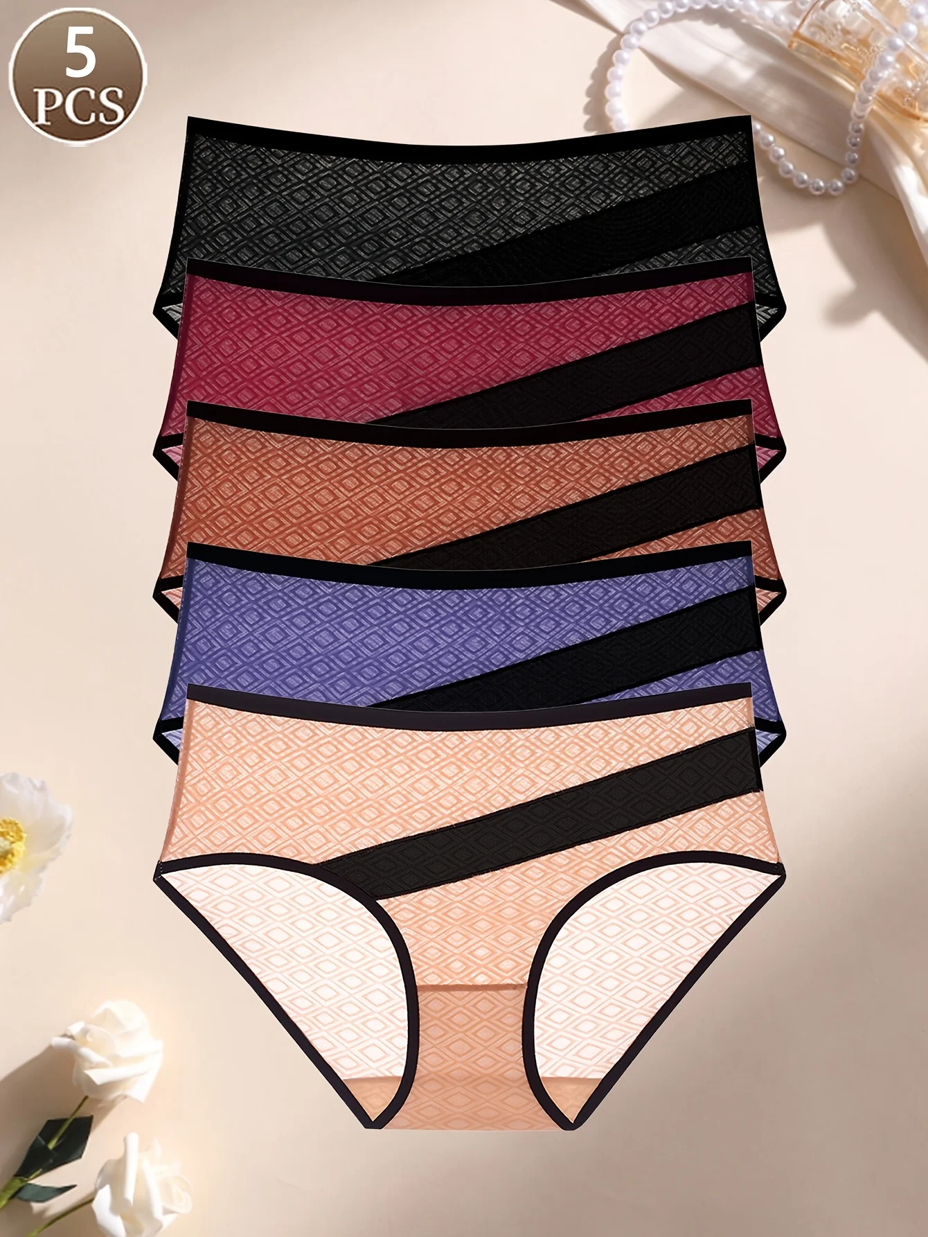 

5 шт. женских трусиков с модным тонким прозрачным дизайном, мягкое и удобное нижнее белье для повседневной носки, женские трусы.