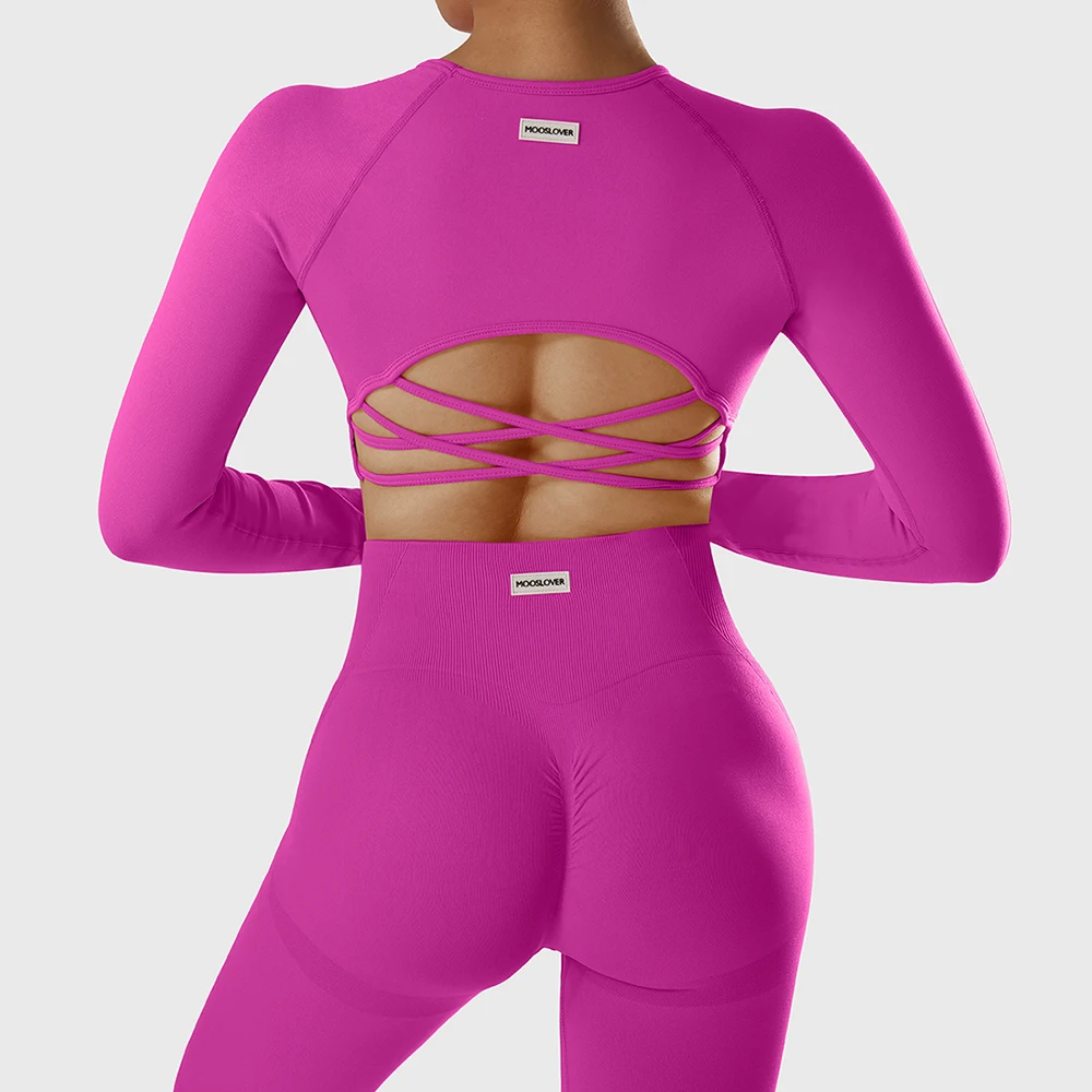 Women Seamless Yoga Shirts Crop Top Long Sleeve Shirts for Women Yoga Sports Fitness Gym Clothing Workout Tops Sports Shirts