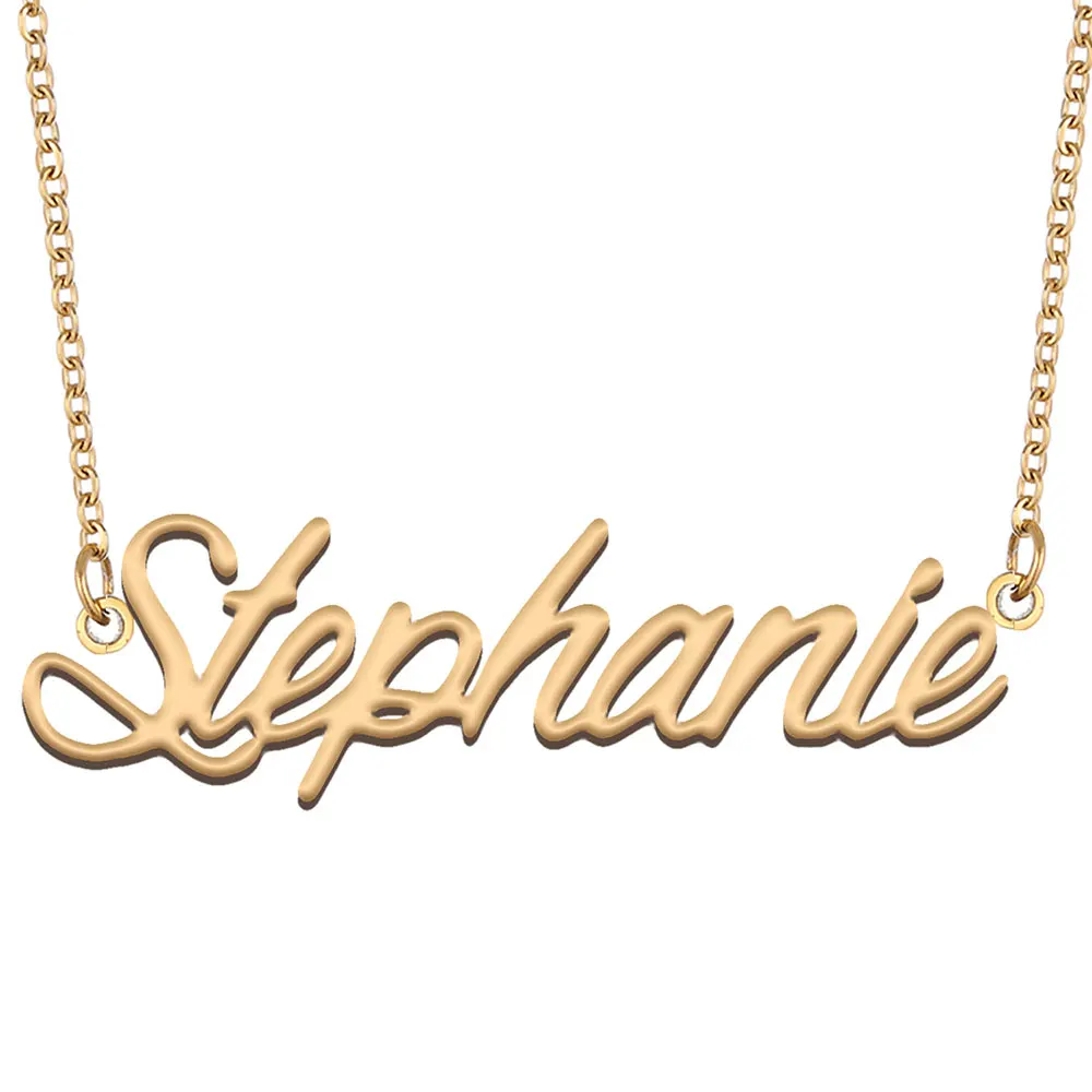 

Stephanie Name Necklace for Women Stainless Steel Jewelry Gold Color Nameplate Pendant Collares Para Mujer Letters Choker