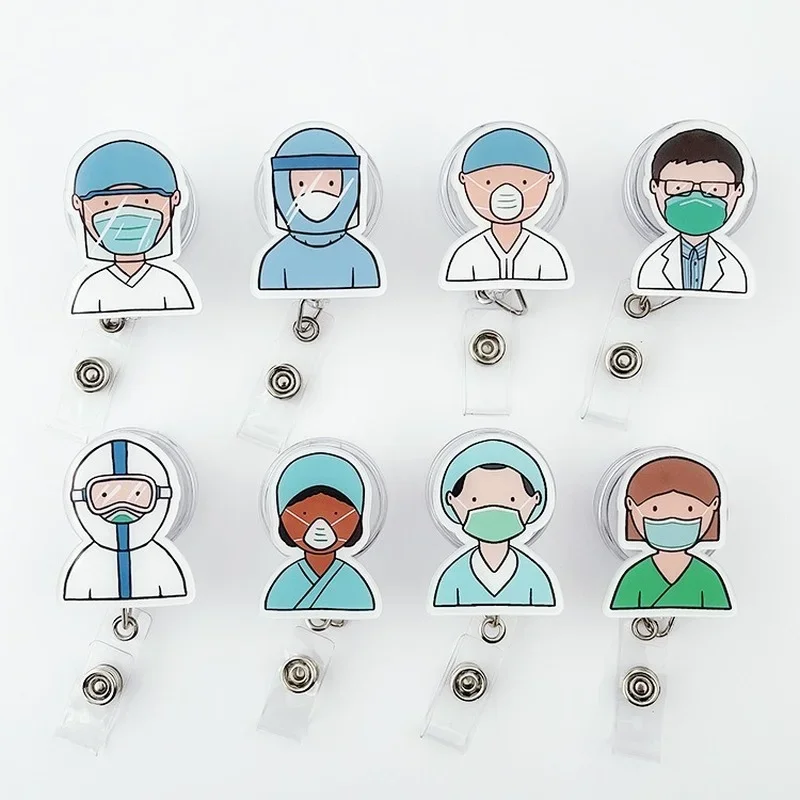 Creative Medical Worker Badge Reel Cartoon Doctor Nurse Name ID Work Card Holder Card Holder Accessories Hospital Supplies