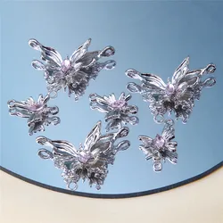 10pcs 실버 더블 나비 아연 합금 2 홀 커넥터 DIY 멋진 바람 팔찌 목걸이 귀걸이 쥬얼리 액세서리