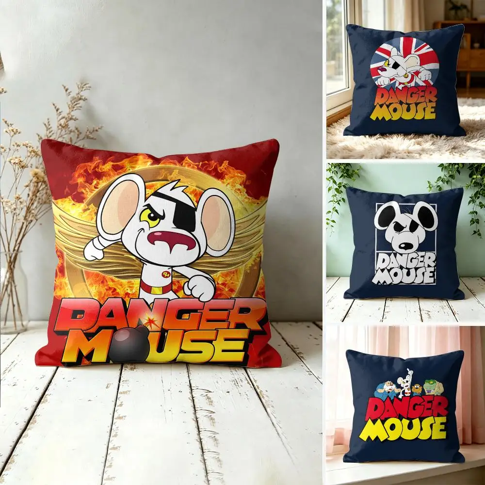 D-Danger Mouse Cartoon Cushion Cover Square Decorative Throw Pillow 40x40cm For Sofa Bedroom Living Room Home Decor