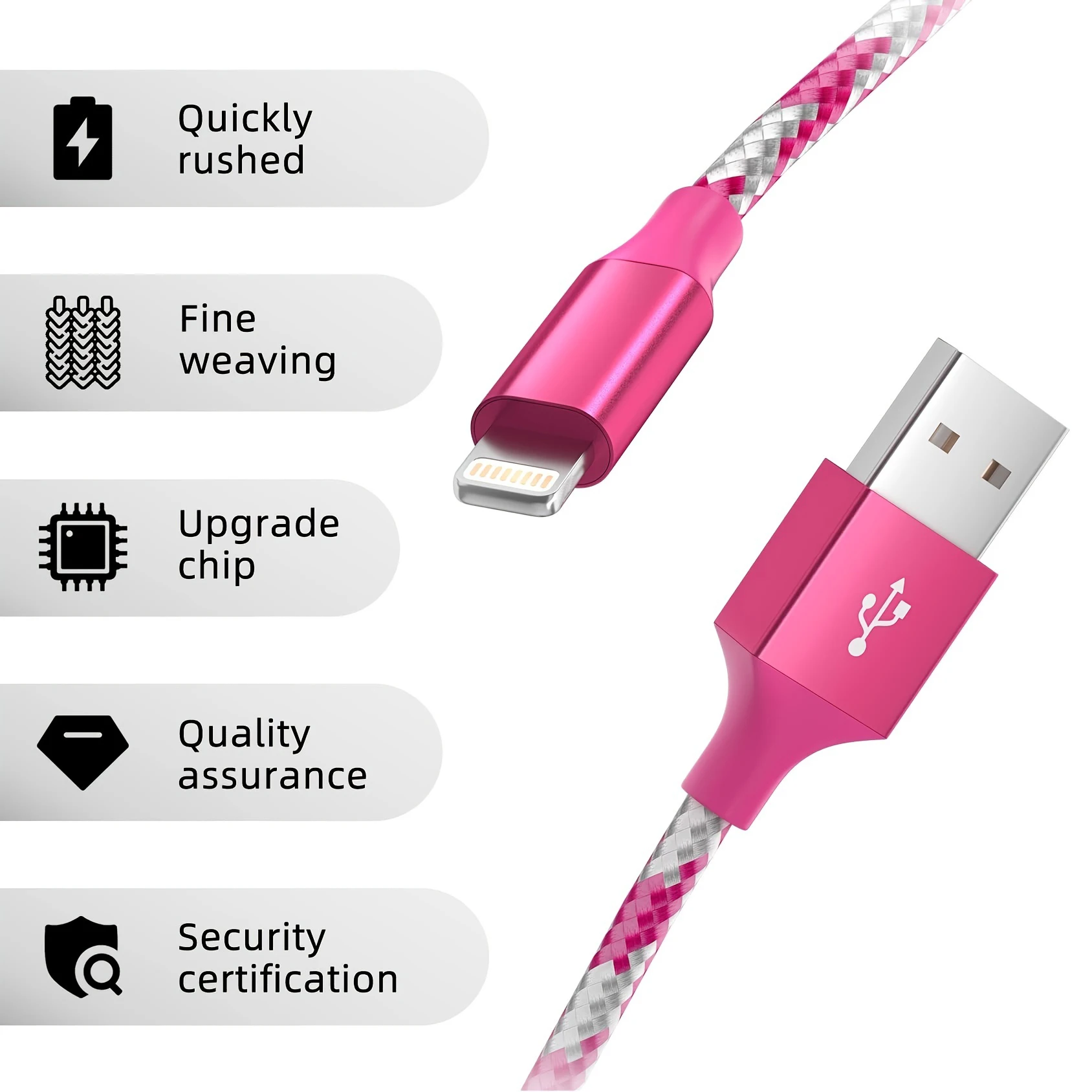 3pcs 10FT[MFi Certified]Nylon Braided USB-A to iphone Fast Charging Cable Compatible with IPhone 14/13/12/11/8/7/6/XR/iPad mini