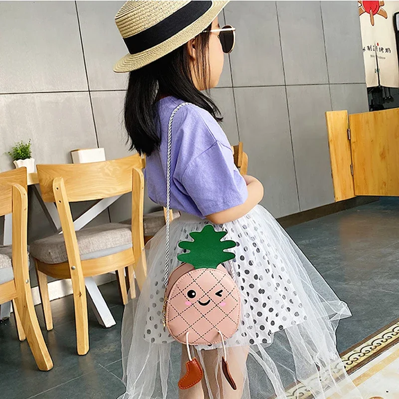 Baby Kids Girl Pineapple Shoulder Bag Cartoon Cute Fruits Storage Crossbody Messenger Bags Handbag Kid Gifts