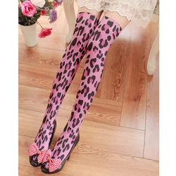 Medias con estampado de leopardo para mujer, medias transpirables por encima de la rodilla, muslo, cosplay de Lolita, JK