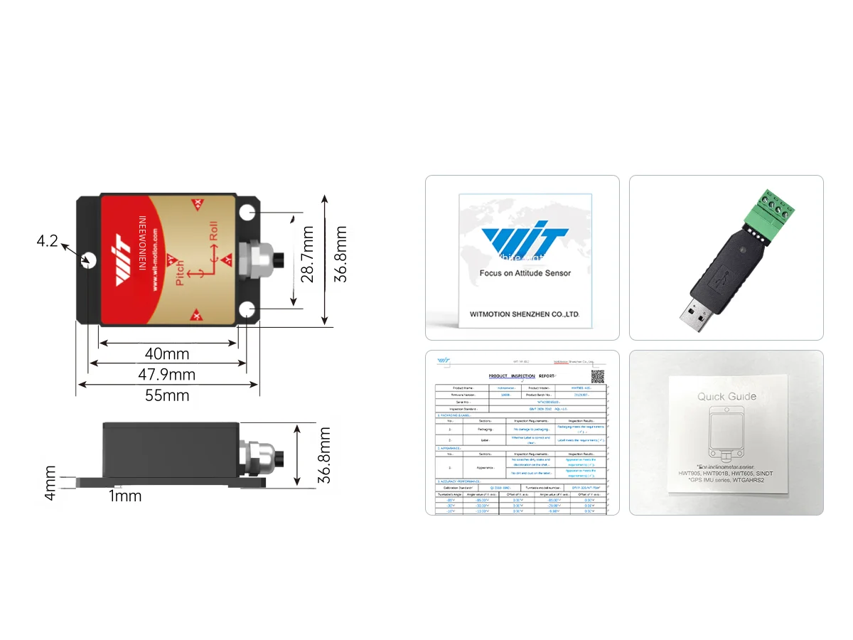 [Built-in RM3100 Magnetometer] Witmotion HWT905 Accelerometer+Angle(XY0.05°)+Digital Compass+Gyro+Inclinometer&Temp Compensation