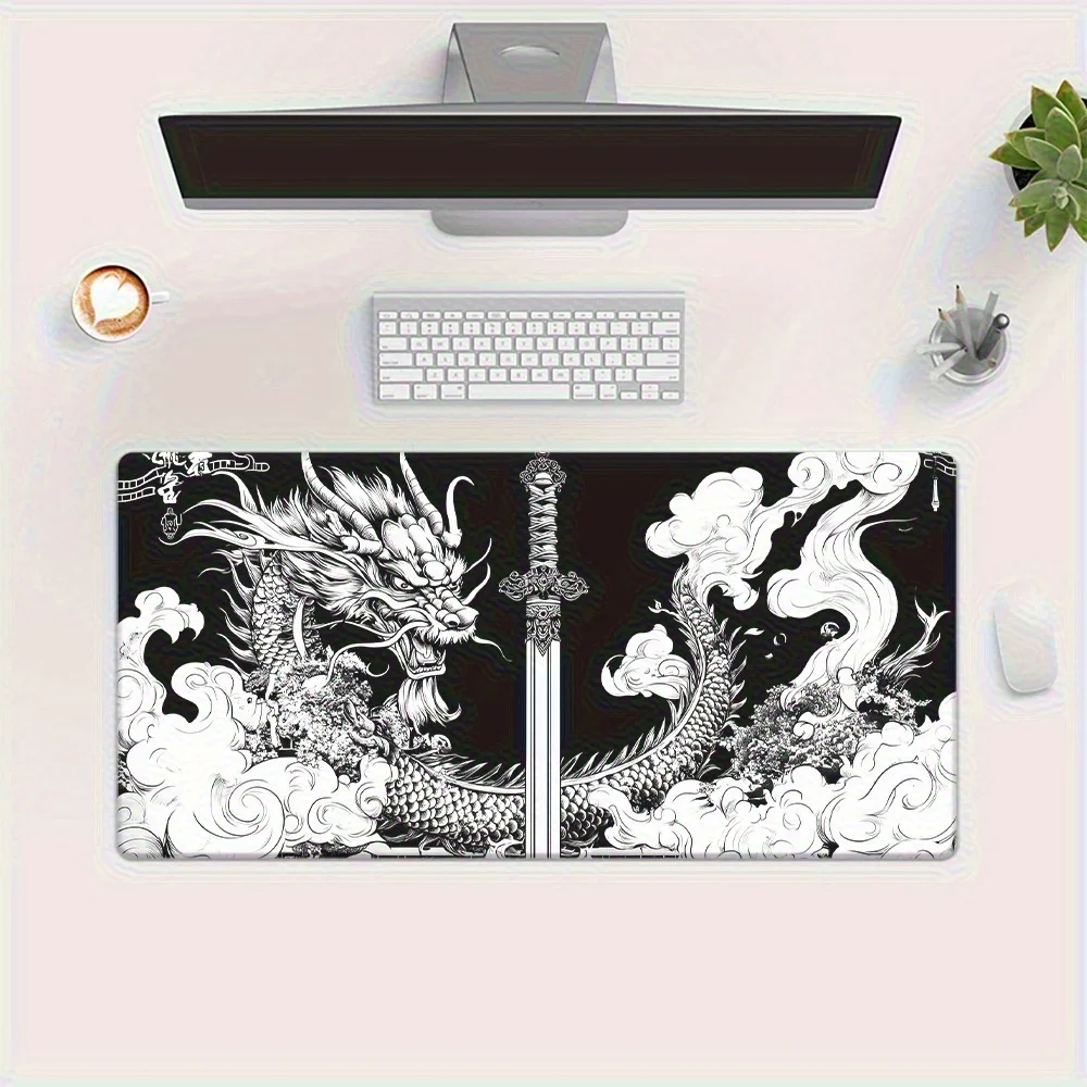 Mouse pad para jogos Dragon Design, impressão de alta definição, base de borracha durável, antiderrapante, adequado para jogadores e profissionais