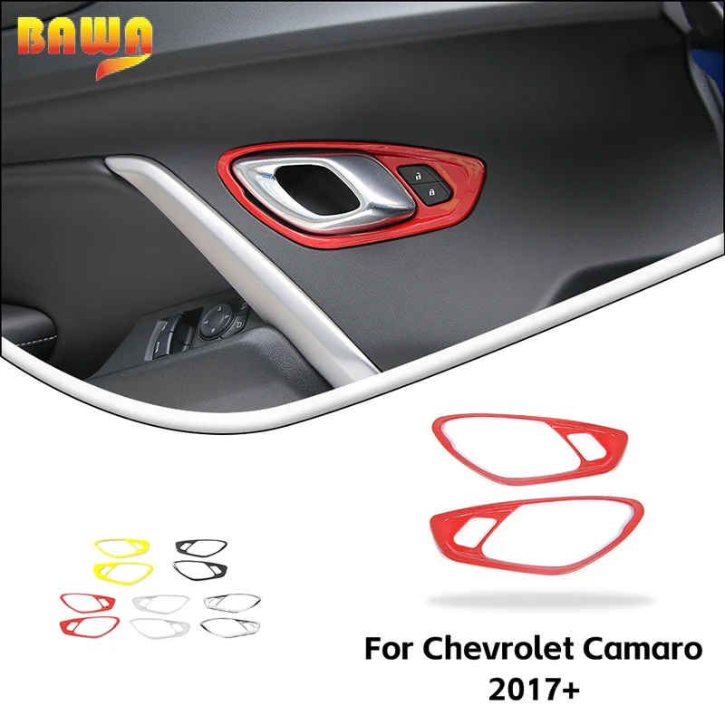BAWA Interior Door Handle Trim Frame for Chevrolet Camaro 2017 2018 2019 2020 2021 2022 2023 2024 Car Accessories