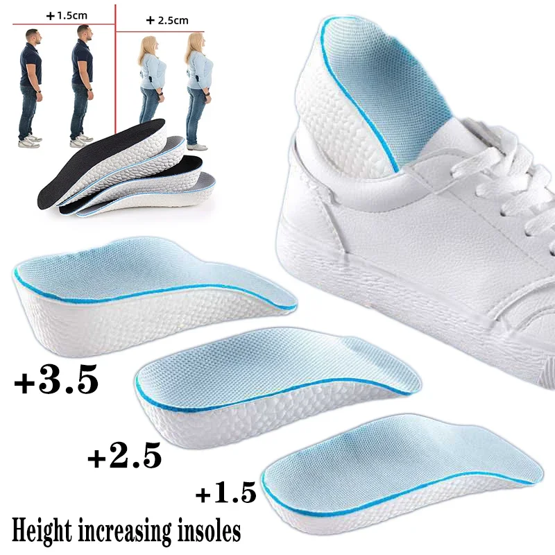 Height Increase Insoles for Men Women Shoes Flat Feet Arch Support Orthopedic Insoles Sneakers Heel Lift Memory Foam Shoe Pads