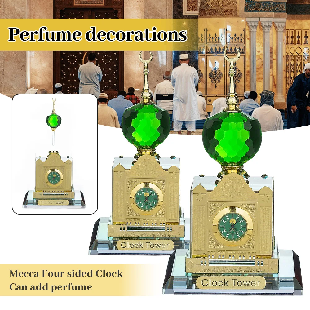 Muslim Islamic Perfume Ornament Mecca Four Side Bell Clock Tower Architecture Ramadan Middle East Arabia Home Car Decoration