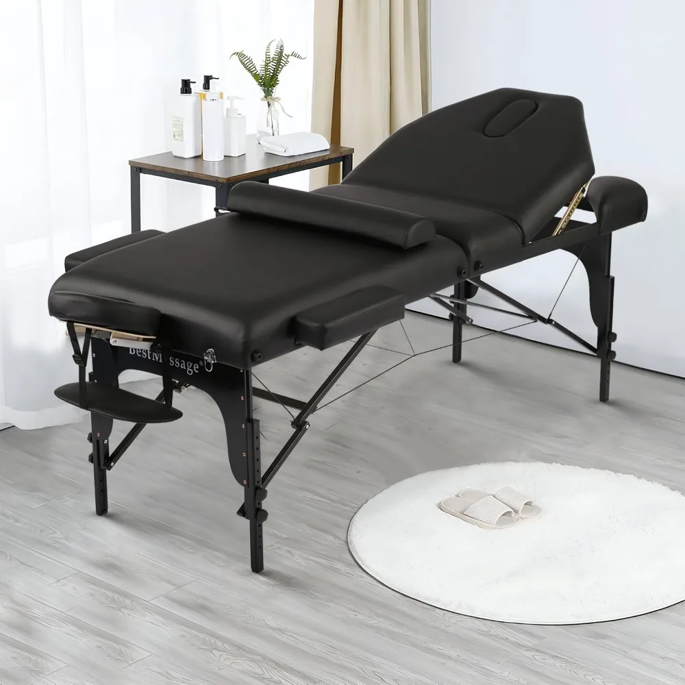 سرير صالون محمول قابل للتعديل مع نصف مسند وقماش أكسفورد، سرير رموش من جلد البولي يوريثان بعسر 30 للاستخدام في المنتجعات الصحية
